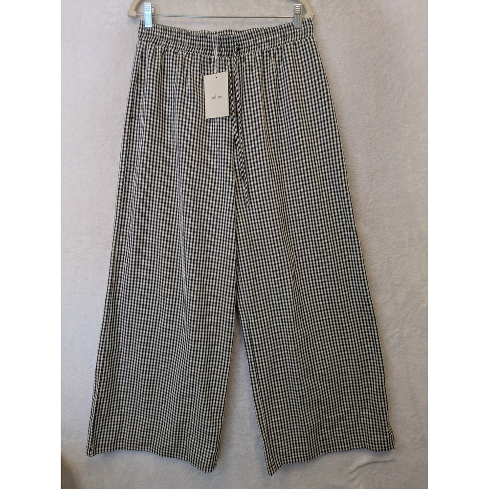 bohme Black & White Gingham Wide Leg Pants